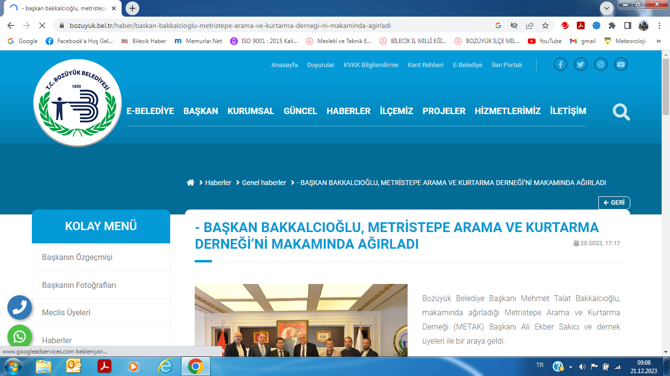 BAŞKAN BAKKALCIOĞLU DERNEĞİMİZİ MAKAMINDA AĞIRLADI